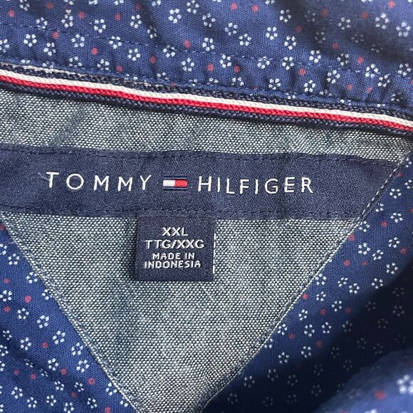 Tommy Hilfiger Button Down Short Long Sleeved Navy Blue XXL - Picture 4 of 5